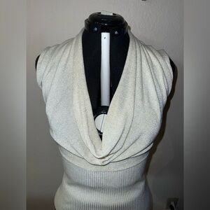 Cache Metallic Knit Cowl Neck Sleeveless Top – Size Large – New Without Tags